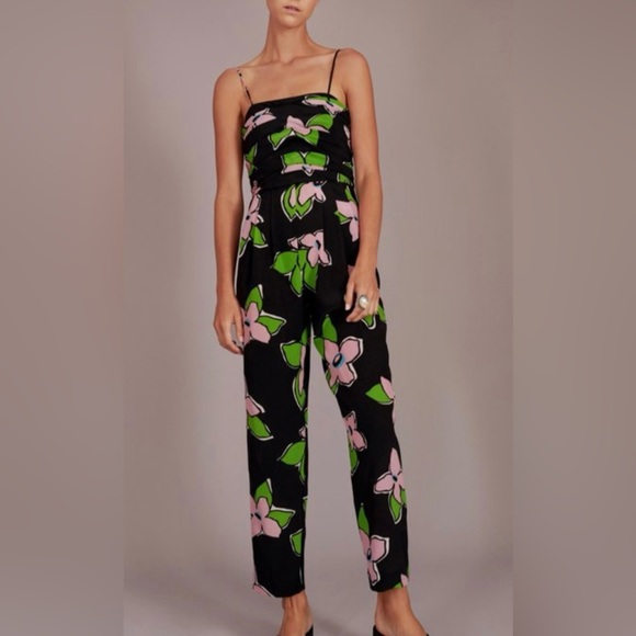 No. 6 Pants - No. 6 Navy Jumpsuit with Pink and Green Flowers in size 0.